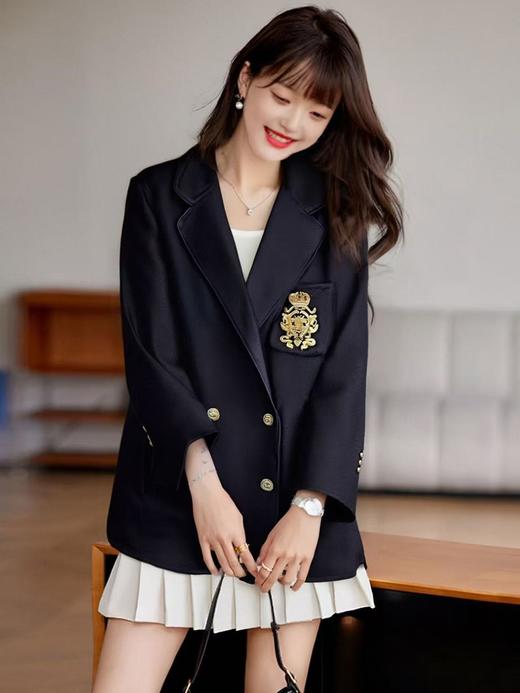 【高端系列】（精致重工）手工定制8038款10%山羊绒➕90%澳毛学院风翻领包边双面尼外套-喜出 商品图1