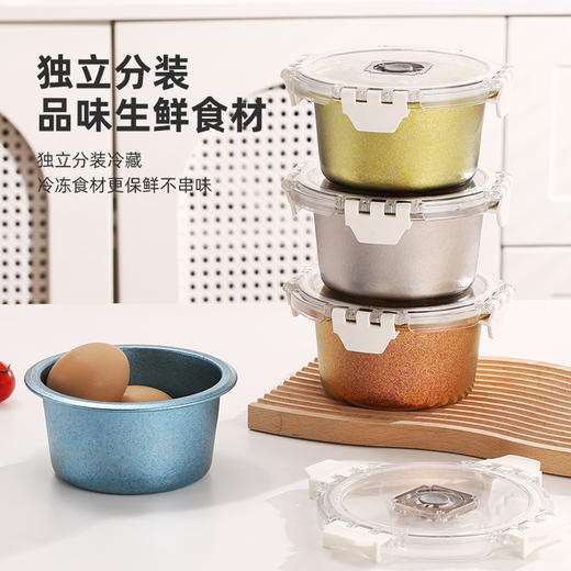 【纯钛圆形保鲜盒】食品级全钛保鲜盒圆形带盖密封家用冰箱收纳盒小容量防漏两用 商品图3