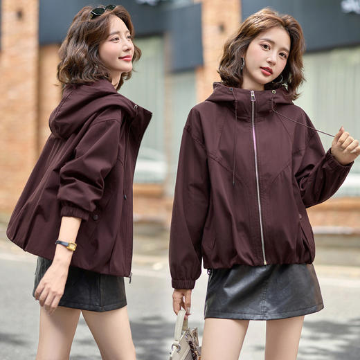 秋季连帽抽绳设计宽松轻奢减龄百搭女式外套NSYY66168 商品图1