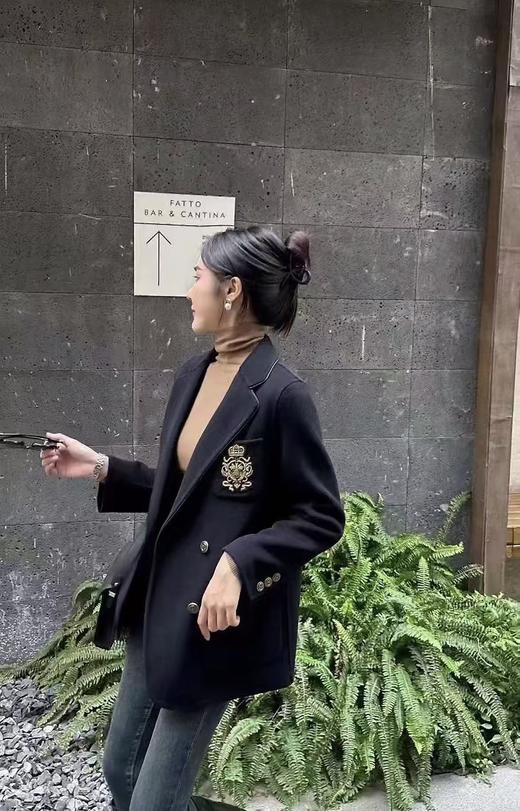 【高端系列】（精致重工）手工定制8038款10%山羊绒➕90%澳毛学院风翻领包边双面尼外套-喜出 商品图3