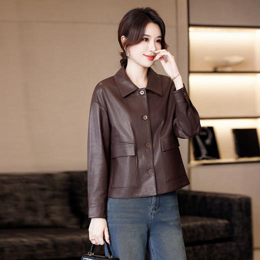 TC 23C51真皮皮衣妈妈气质绵羊皮夹克外套 商品图3