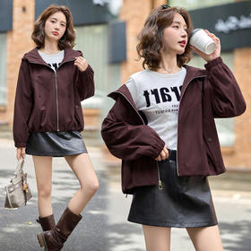 秋季连帽抽绳设计宽松轻奢减龄百搭女式外套NSYY66168