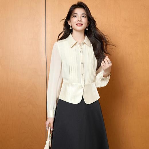 「自」全新升级【铂金会员183/天猫249/差价66】(80003)洛诗琳气质通勤衬衫2025秋季新款正肩长袖雪纺衫上衣女 商品图1