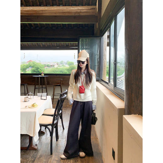 <曾小咸推荐>韩系假两件通勤POLO领毛衣 商品图4