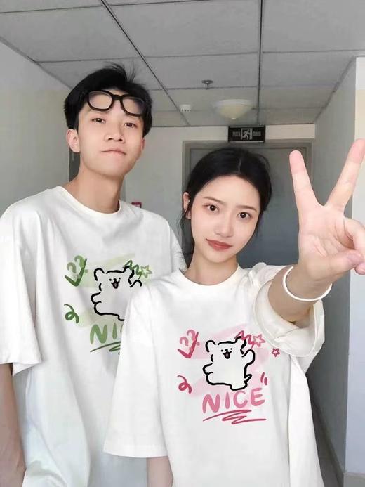 【YW】无忧购韩系ins百搭休闲卡通印花180g纯棉情侣短袖T恤（截单后3-5天发货) 商品图5