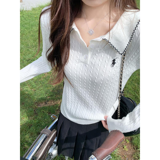 【149元任选2件】最后一波现货！韩系polo领麻花针织打底衫女 商品图2