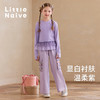 【云优选】Little Naive女童休闲裤秋季新款蝴蝶结花边口袋直筒裤儿童工装裤 商品缩略图1