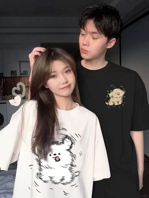 【YW】无忧购韩系ins百搭休闲卡通印花180g纯棉情侣短袖T恤（截单后3-5天发货) 商品图3