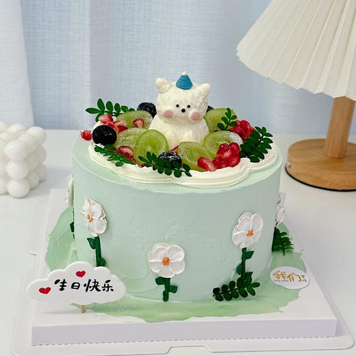 小花园水果卡通动物手绘蛋糕(按当季水果装饰)-低糖处理无添加 商品图1