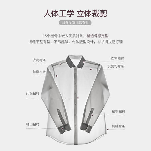 【总裁三号】暗扣领纯棉100支DP抗皱长袖衬衫230T0F603L 商品图5