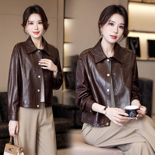 TC 23529真皮皮衣气质绵羊皮夹克外套短款 商品图2