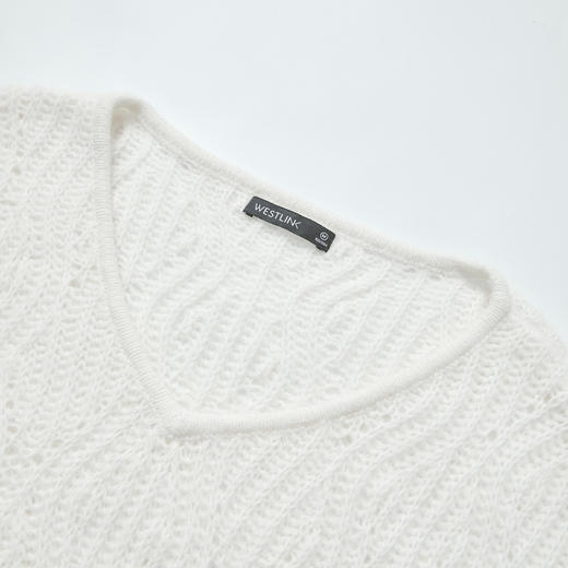 西遇慵懒风镂空钩花V领长袖针织衫女秋季宽松显瘦薄款罩衫V2651167 商品图6