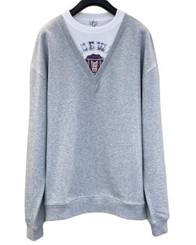 中性款棉质假两件印花刺绣卫衣014