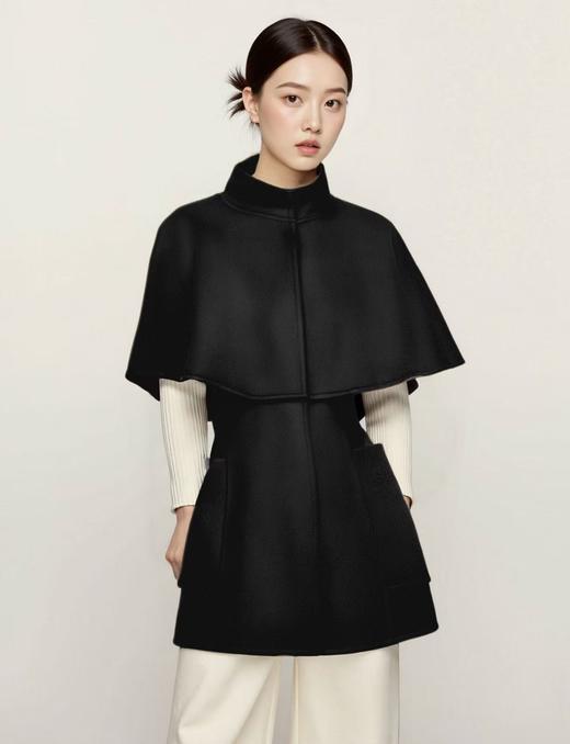 【高端系列】手工定制7720款100%绵羊毛赫本风披肩斗篷双面尼外套-喜出 商品图2