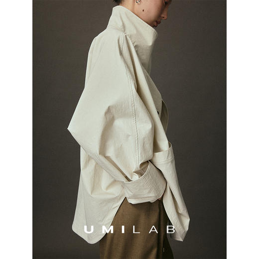 UMILAB｜循迹*极简tote*e 美国进口长绒棉盐缩廓形立领风衣C960W 商品图1