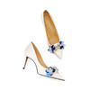 【预售7天】真皮主婚鞋水钻高跟鞋小细跟白色真丝面绝美主婚纱新娘鞋女单鞋CX&B085 商品缩略图2
