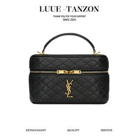 圣罗兰 黑羊皮/金 最新爆款mini 羊皮革肩带手拿包化妆包（LZ）