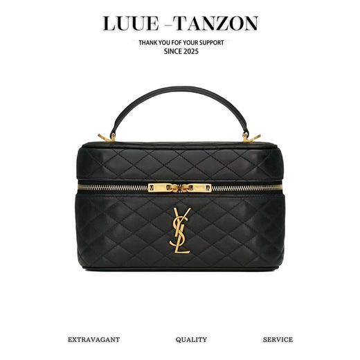 圣罗兰 黑羊皮/金 最新爆款mini 羊皮革肩带手拿包化妆包（LZ） 商品图0