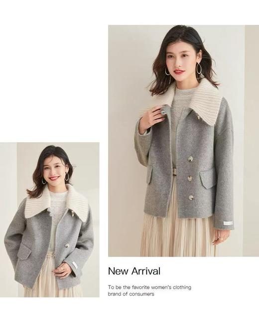 【高端系列】（针织领可拆卸）手工定制2286款70%绵羊毛双面尼牛角扣外套-喜出 商品图4