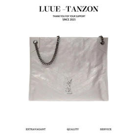 圣罗兰 Niki Logo标识 复古 褶皱皮革 大容量 托特包 链条单肩手提包 中号 女款 经典推荐（LZ）