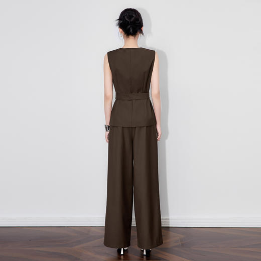 「高货wl」全新升级【铂金会员413/天猫559/差价146】(99249)洛诗琳秋季气质老钱风银扣马甲优雅通勤直筒阔腿裤两件套 商品图2