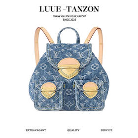 驴家 丹宁牛仔布老花双肩包(JPH)