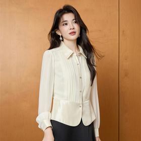 「自」全新升级【铂金会员183/天猫249/差价66】(80003)洛诗琳气质通勤衬衫2025秋季新款正肩长袖雪纺衫上衣女
