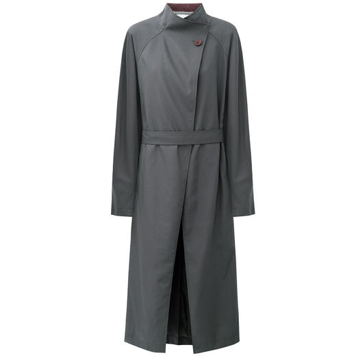 SELFWHO棉混纺双面双色风衣女2025秋季新款防风立领长款大衣外套 商品图4