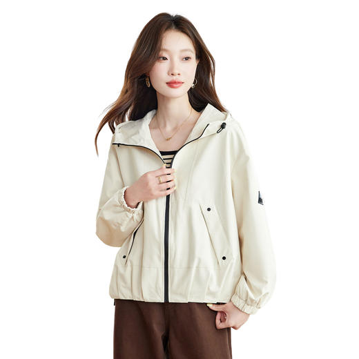 冷淡风短款冲锋衣新款简约时尚休闲小个子连帽风衣外套MZ68863 商品图4