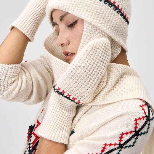 手工哈尼绣羊绒手套  SJF97P619N 商品图1