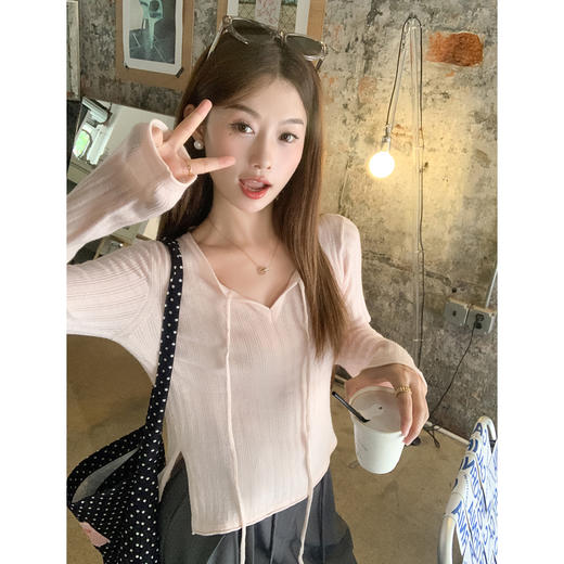 <曾小咸推荐>韩系甜美设计感系带毛针织衫 商品图0