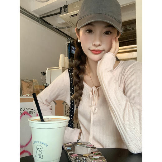 <曾小咸推荐>韩系甜美设计感系带毛针织衫 商品图2