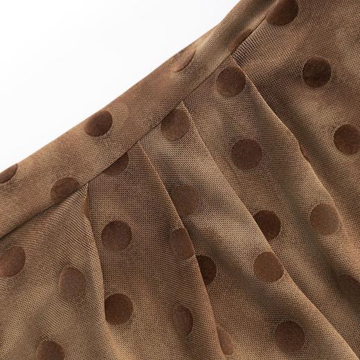 「高货wl」全新升级【铂金会员293/天猫399/差价106】(44114)洛诗琳气质植绒波点提花连衣裙2025秋季褶皱法式包臀裙 商品图2