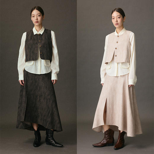 UMILAB｜浮影*美利奴羊毛+长绒棉 复古马甲/长裤/半裙套装E263W 商品图0