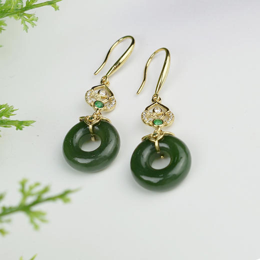 S925碧玉耳坠-面包圈耳钩 商品图0