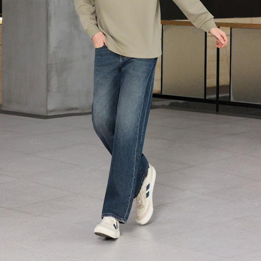 半身缘男裤 秋季宽松直筒舒适透气有型显高牛仔裤253101U10130054 商品图1