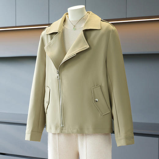 FW 8516妈妈装短款西装领风衣外套修身 商品图3