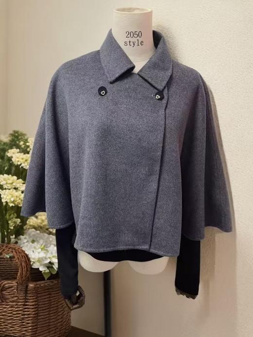 【高端系列】（超软）手工定制7665款19%羊绒➕81%羊毛斗篷披肩翻领外套-喜出 商品图2