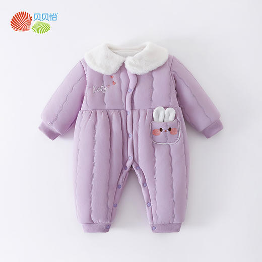 贝贝怡夹棉保暖连体衣25秋冬新年女童夹棉加厚哈衣防风保暖连体衣爬爬服ZB4EL019 商品图8