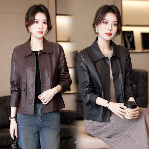 TC 23C51真皮皮衣妈妈气质绵羊皮夹克外套 商品图0