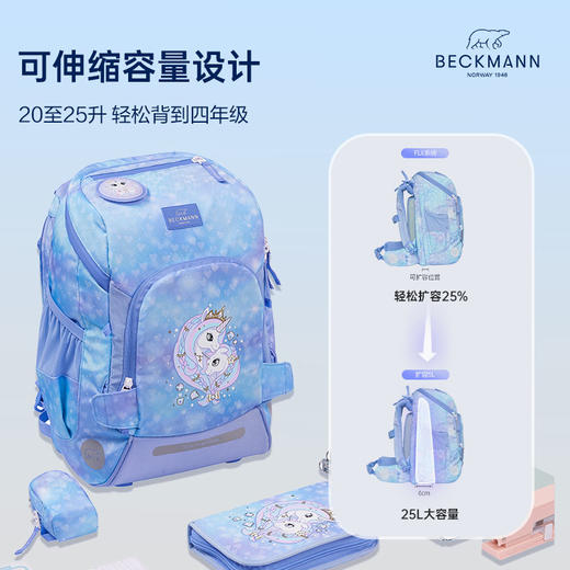 【超模君严选】挪威Beckmann 贝克曼 Active Air FLX魔法气垫系列 减负护脊书包 20-25L 适合小学1-4年级 身高100-145cm 男女孩双肩包 商品图2