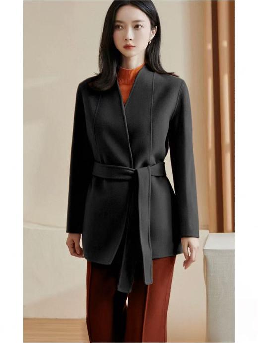 【高端系列】手工定制266款20%山羊绒➕80%羊毛双面尼中款大衣-喜出 商品图9