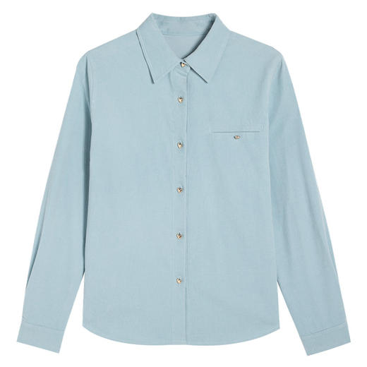 <曾小咸推荐>韩版灯芯绒长袖POLO领衬衫 商品图4