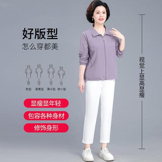 BS-3192中年妈妈春装外套女2025新款洋气薄款防晒衣中老年上衣60多岁夹克 商品图1