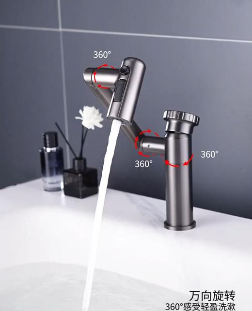 SQ：6042 哈登全铜招财猫龙头-枪灰 商品图3