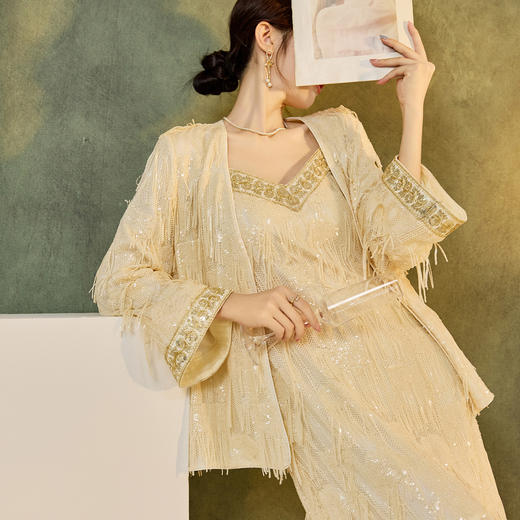 SS N7051新中式刺绣流苏v领上衣国风气质外套 商品图3