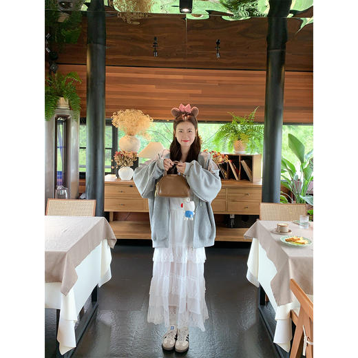 <曾小咸推荐>韩系白色半身裙拼接蕾丝长裙 商品图3