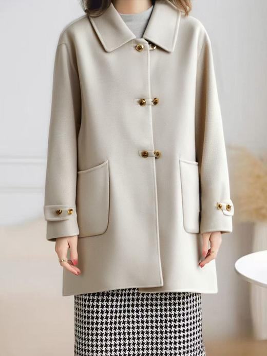 【高端系列】手工定制2352款100%绵羊毛双面尼门襟双粒扣大衣-喜出 商品图2