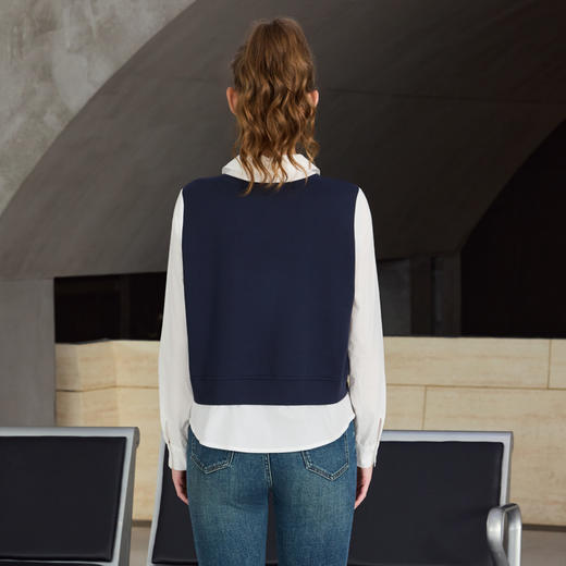 半身缘女装 秋季衬衫背心假两件百搭时尚舒适卫衣253113U04540028 商品图4