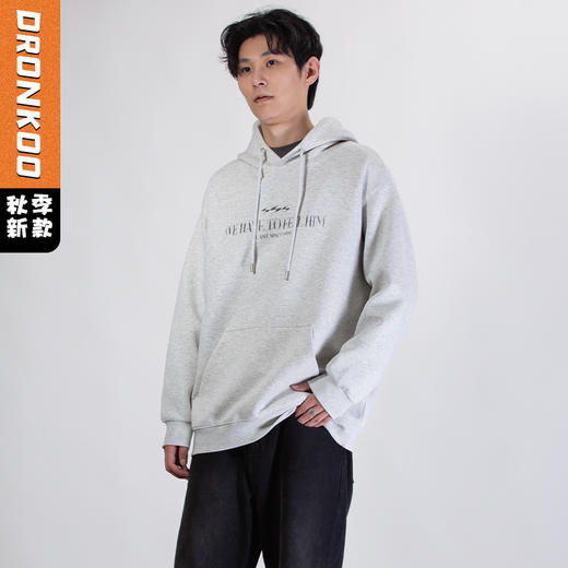 DRONKOO 2025 连帽前后多排字母印花微阔中厚卫衣 商品图0